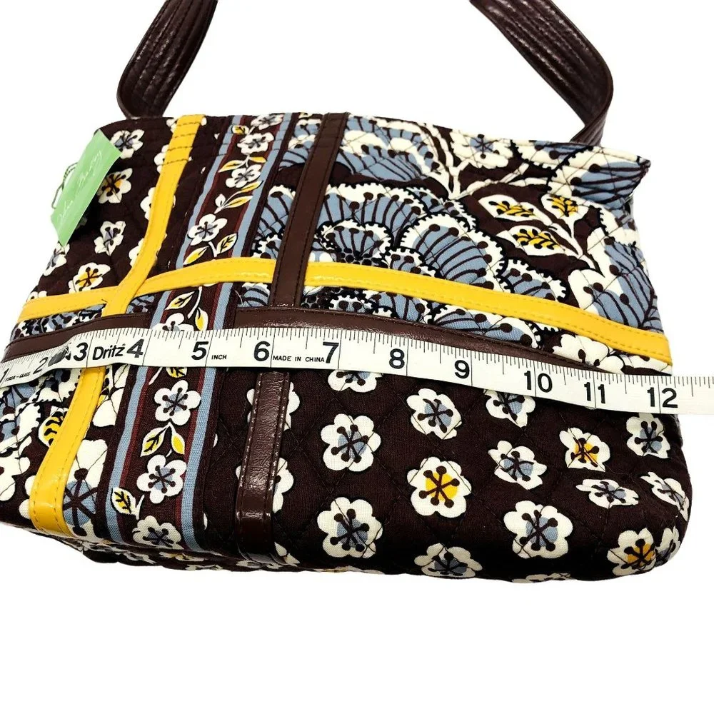 Vera Bradley Women's Tote Purse Slate Blooms Brown Yellow